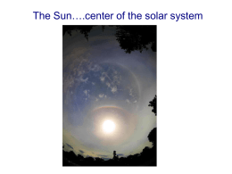 The Sun: center of the Solar System