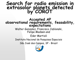 Search for radio emission in extrasolar planets detected by COROT