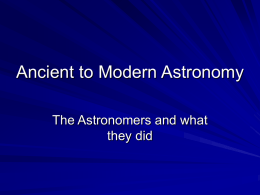 Ancient to Modern Astronomy
