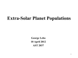 Extrasolar Planet Populations, Lebo, 8-1