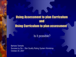 Using Assessment to Plan Curriculum