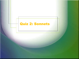 Quiz 2: Sonnets