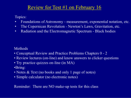 Test 1 Overview - Physics and Astronomy