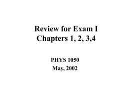 Review for Exam I PHYS 1050