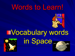 Space Vocabulary - Primary Grades Class Page