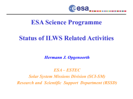ESA Science Program: Status of ILWS Related Activities