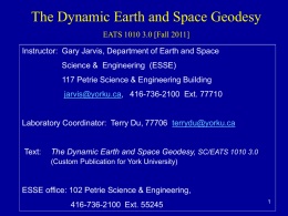 The Dynamic Earth and Space Geodesy, SC/EATS 1010