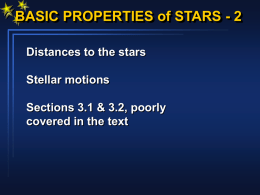 BASIC PROPERTIES of STARS