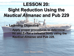 Sight Reduction Using the Nautical Almanac and Pub 229