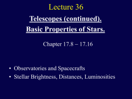 Telescopes (continued). Properties of Stars.