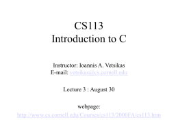 CS113 Introduction to C (lecture 3)