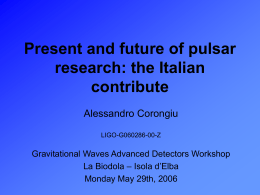 The Italian Pulsar Group: current activity and future perspectives