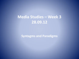 Media Studies – Week 3 28.09.11