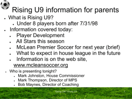 Rising U9 information for parents