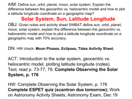 Observing the Solar System Sun - Hicksville Public Schools