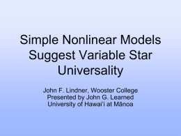 Simple models for SNC stars - University of Hawaii Physics and