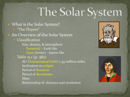 The Solar System - Academic Resources at Missouri Western