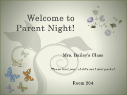 Parent Curriculum Night PowerPoint