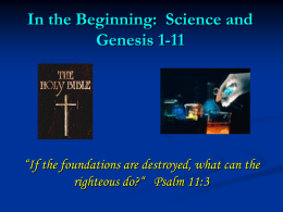 6 - In the Beginning: Science and Genesis 1-11