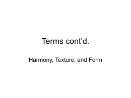 Harmony, Key, and Texture from 11/13/14 and