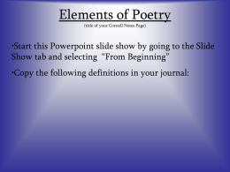 PowerPoint Presentation - Elements of Poetry
