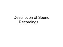 Description of Sound Recordings