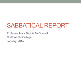 Sabbatical Report