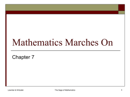 Mathematics Marches On
