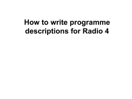 Radio 4 Guide to Writing Programme Descriptions