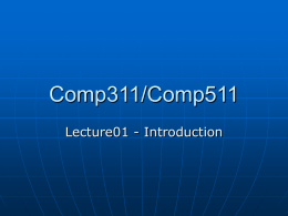 Comp311/Comp511 - School of Science and Technology