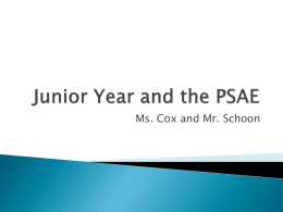 Junior Year and the PSAE - East Aurora School District 131