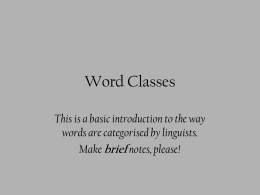 Word Classes - Wyke College