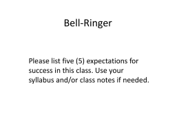 Bell-Ringer Friday, August 10th