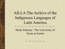 AILLA:The Archive of the Indigenous Languages of Latin America