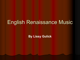 English Renaissance Music - Lissy Gulick