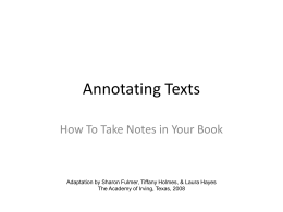 Annotating Texts - T&L Cross Discipline