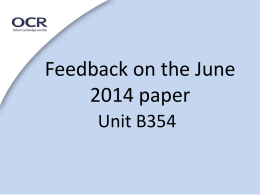 Feedback on 2014 paper