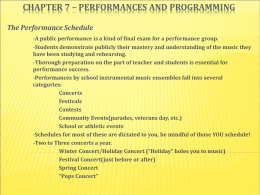 Chapter 7 – Performances and Programming