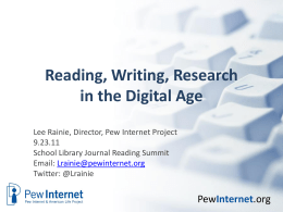 Title of Presentation Subhead - Pew Internet & American Life Project