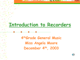 Introduction to Recorders