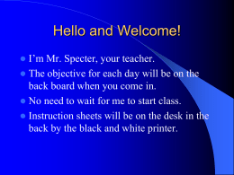 Class Rules - Mr. Specter`s Home Page