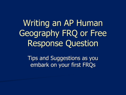 Writing an AP Human Geography FRQ or Free Response Question