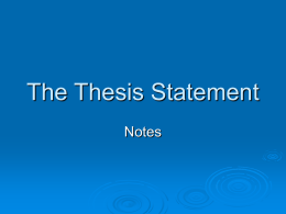 The Thesis Statement - Professor Nefer