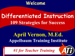 Differentiated Instruction: 109 Strategies for Success (ppt 7.5mb)