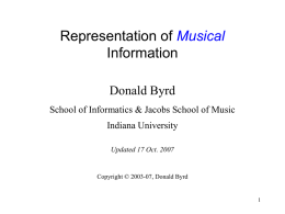 Music Representation - Indiana University Computer Science