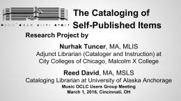 The Cataloging of Self-Published Items