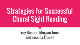 Strategies For Successful Choral Sight Reading