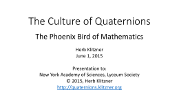 Quaternions - Klitzner Connections