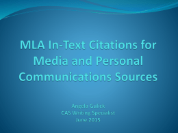 MLA In-Text Citations for Media and Personal
