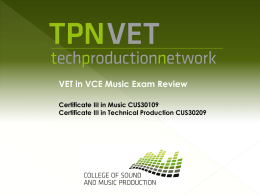 Certificate III in Technical Production CUS30209